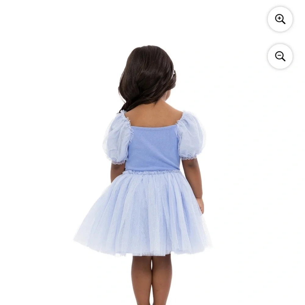 Disney Cinderella Tulle Princess Dress Kids NEW 2T 3T 4T 5T Blue Puff Sleeve